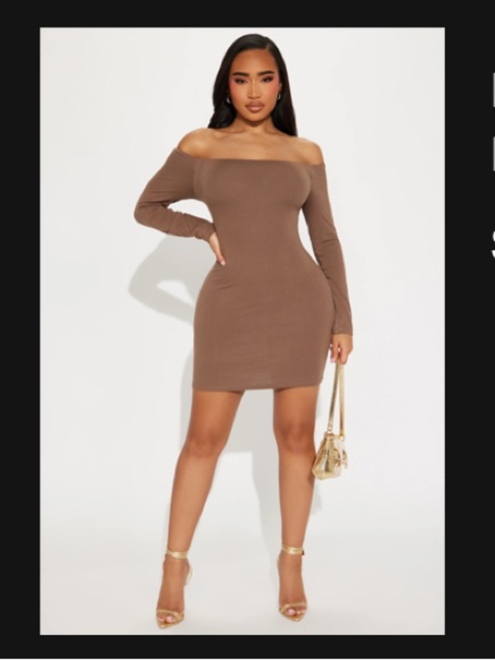 Off-Shoulder Mini Dress - Brown